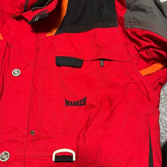 Vintage Marker Ski Jacket Mens Medium Red 90s Colorblock Snow Coat Nylon - Picture 2 of 7